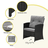 Gardeon 4-Piece Outdoor Sofa Set Coffee Table Chair Rattan Furniture Black