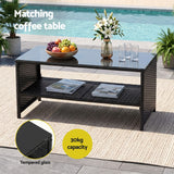 Gardeon 4-Piece Outdoor Sofa Set Coffee Table Chair Rattan Furniture Black