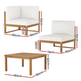 Gardeon 4-Seater Outdoor Sofa Set Wooden Lounge Setting 5PCS