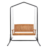 Gardeon Wooden 2-Seater Outdoor Swing Chair with Black Stand Hanging Chair Patio Furniture