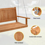 Gardeon Wooden 2-Seater Outdoor Swing Chair with Black Stand Hanging Chair Patio Furniture