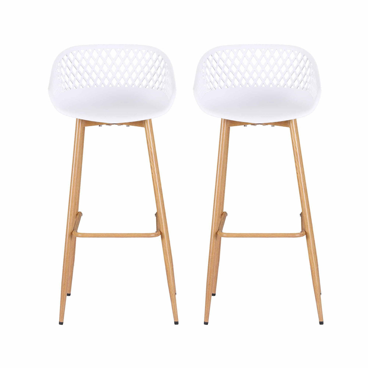 Gardeon 2PC Outdoor Bar Stools Plastic Metal Dining Chair Patio Furniture White