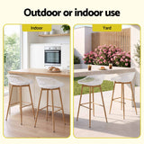 Gardeon 2PC Outdoor Bar Stools Plastic Metal Dining Chair Patio Furniture White