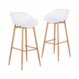 Gardeon 2PC Outdoor Bar Stools Plastic Metal Dining Chair Patio Furniture White