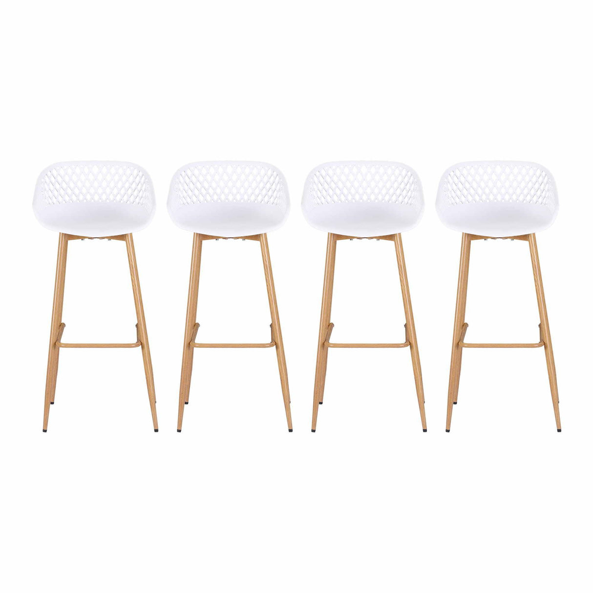 Gardeon 4-Piece Outdoor Bar Stools Plastic Metal Dining Chair Balcony White