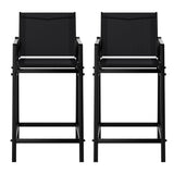 Gardeon 2PC Outdoor Bar Stools Steel Dining Chairs Patio Furniture Garden Black