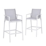 Gardeon 2PC Outdoor Bar Stools Dining Chairs Patio Furniture Garden Steel Textilene White