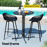 Gardeon 3PC Outdoor Bar Set Stools Dining Chairs Table Patio Furniture Bistro Set Black