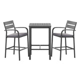 Gardeon 3Pcs Outdoor Bar Set Stools Dining Chairs Table Patio Aluminium Bistro Set Black