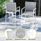 Gardeon 7PCS Outdoor Bar Set Stools Dining Chairs Table Patio Steel Bistro Set White
