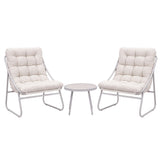 Gardeon 3PC Outdoor Bistro Set Patio Furniture Table and Chairs Steel Dining Chair Khaki