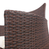 Gardeon 3PC Outdoor Bistro Set Patio Furniture Wicker Setting Chairs Table Cushion Brown