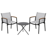 Gardeon 3PC Outdoor Bistro Set Table and Chairs Steel Dining Chair Patio Furniture Textilene