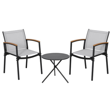 Gardeon 3PC Outdoor Bistro Set Table and Chairs Steel Dining Chair Patio Furniture Textilene
