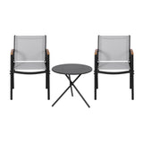 Gardeon 3PC Outdoor Bistro Set Table and Chairs Steel Dining Chair Patio Furniture Textilene