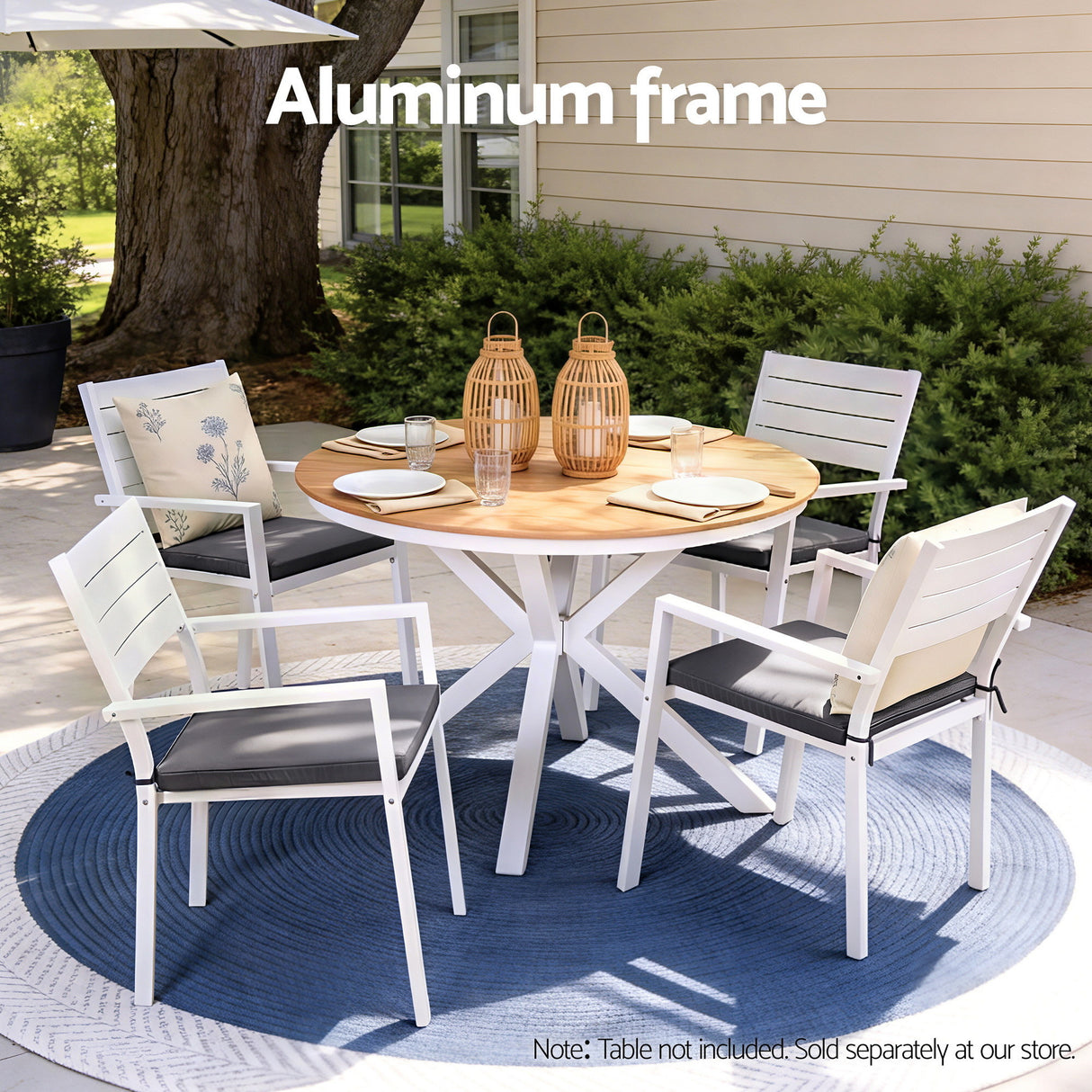 Gardeon 4PC Outdoor Dining Chairs Stackable Aluminum Lounge Chair Patio Furniture