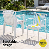 Gardeon 4PC Outdoor Dining Chairs Patio Furniture PP Stackable Chair Garden White