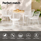Gardeon 4PC Outdoor Dining Chairs PP Lounge Chair Patio Furniture Garden White