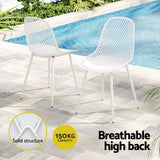 Gardeon 4PC Outdoor Dining Chairs PP Lounge Chair Patio Garden Furniture White