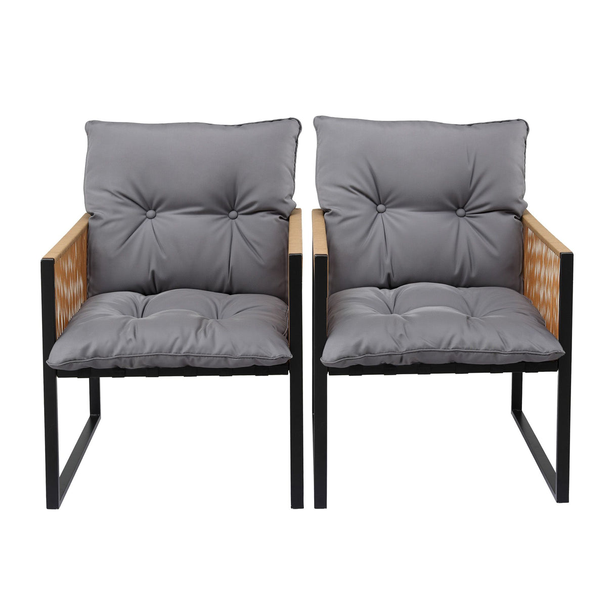 Gardeon 2PC Outdoor Dining Chair Wicker Patio Armchair Cushion Garden Furniture