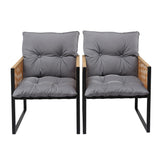 Gardeon 2PC Outdoor Dining Chair Wicker Patio Armchair Cushion Garden Furniture