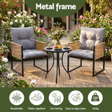 Gardeon 2PC Outdoor Dining Chair Wicker Patio Armchair Cushion Garden Furniture