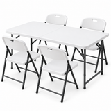 Gardeon 5PCS Outdoor Dining Set 120CM Folding Table and Chairs Patio Furniture White