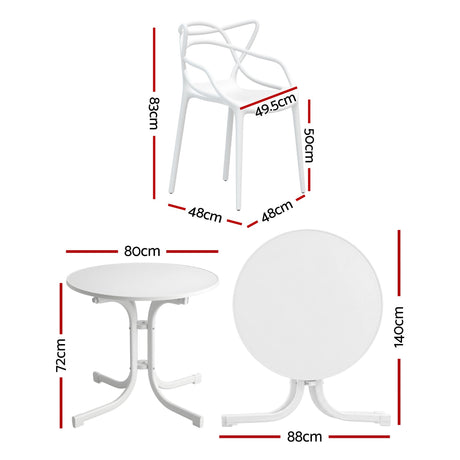 Gardeon 5PCS Outdoor Dining Set Table and Chairs Garden Patio Furniture Entwine White