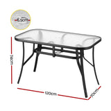 Gardeon 120CM Outdoor Dining Table Steel Parasol Hole Desk Patio Furniture Black