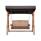 Gardeon Outdoor Wooden Swing Chair Garden Bench Canopy Cushion 3 Seater Teak