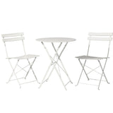 Gardeon 3PC Outdoor Bistro Set Steel Table and Chairs Patio Furniture White