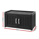 Outdoor Storage Box Bench Shoe Cabinet with Shelf Resin 81cm Black