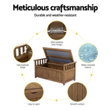 Gardeon Outdoor Storage Bench Box Wooden Garden Toy Tool Sheds Patio Furniture Brown
