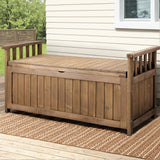 Gardeon Outdoor Storage Bench Box Wooden Garden Toy Tool Sheds Patio Furniture Brown