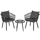 Gardeon 3PC Outdoor Bistro Set Patio Furniture Lounge Setting Table and Chairs Grey