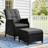 Gardeon Sun lounge Wicker Lounger Outdoor Furniture Patio Adjustable Black