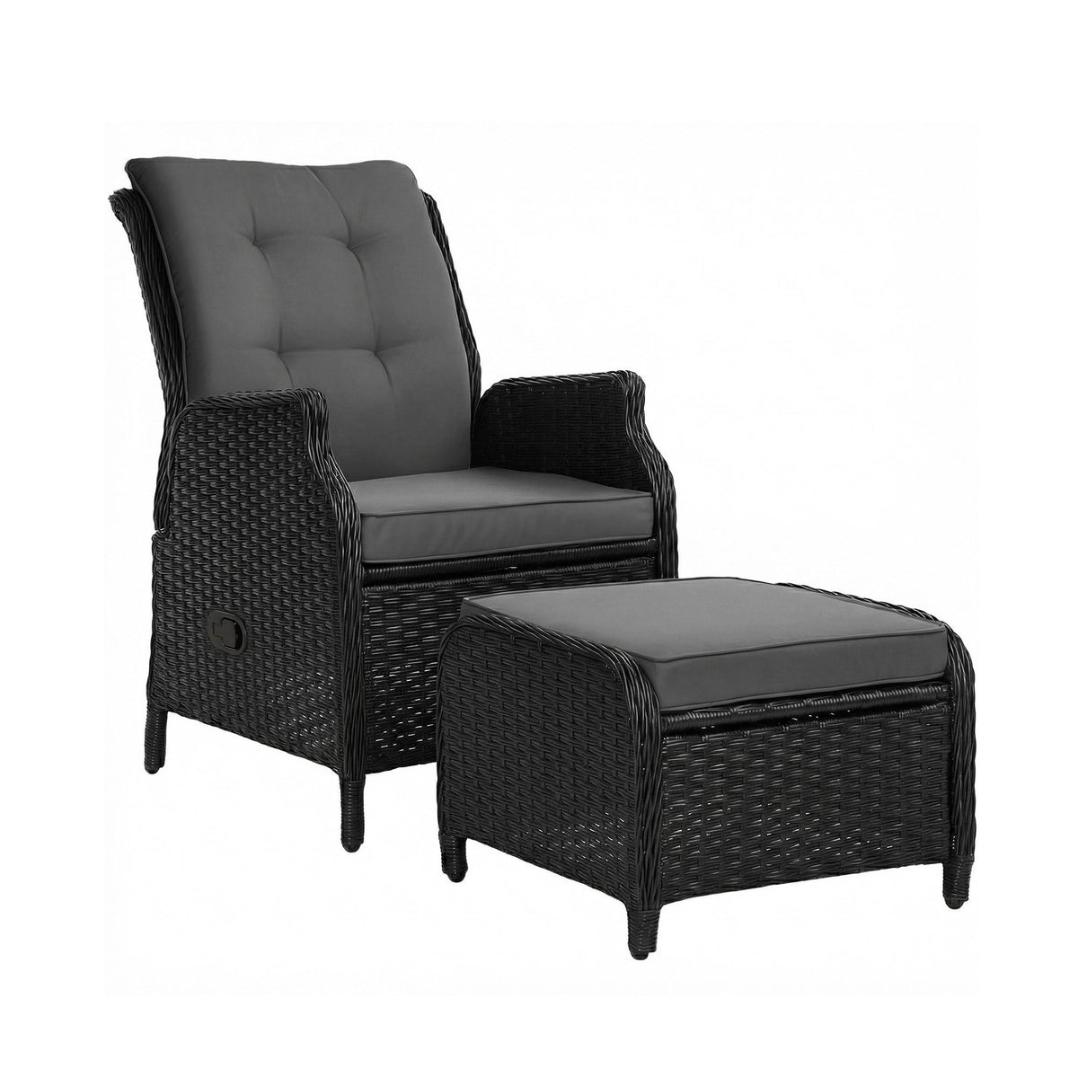 Gardeon Sun lounge Wicker Lounger Outdoor Furniture Patio Adjustable Black