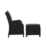 Gardeon Sun lounge Wicker Lounger Outdoor Furniture Patio Adjustable Black