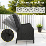 Gardeon Sun lounge Wicker Lounger Outdoor Furniture Patio Adjustable Black