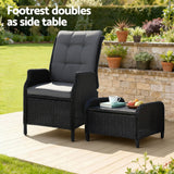 Gardeon Sun lounge Wicker Lounger Outdoor Furniture Patio Adjustable Black