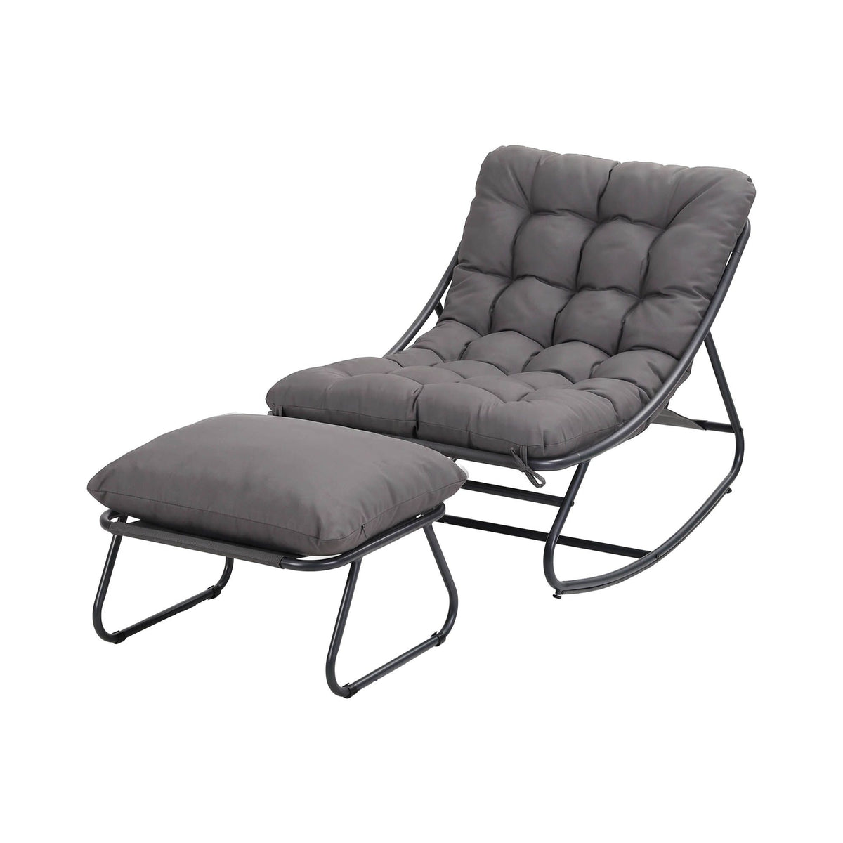 Gardeon Rocking Chair with Footrest Mesh Seat Cushion Outdoor Chairs Grey