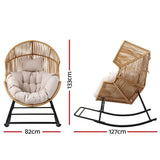Gardeon Outdoor Egg Rocking Chair Rattan Lounger with Thick Cushion Patio Furniture Natural
