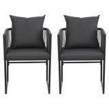 Gardeon 2PC Outdoor Dining Chairs Woven Rope Chair Patio Furniture Garden Steel