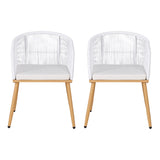 Gardeon 2PC Outdoor Dining Chairs Wicker Chair Patio Furniture Garden Steel White