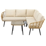Gardeon 4-Piece Modular Outdoor Sofa Set with Cushions 5 Seater Rattan Furniture