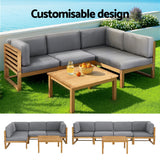Gardeon 4-Piece Outdoor Sofa Set Wooden Couch Lounge Setting 5PCS