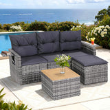 Gardeon 5 Pieces Outdoor Sofa Set 4-Seater Grey Rattan Patio Furniture Table and Chair Setting