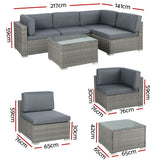 Gardeon 5-Piece Outdoor Sofa Set Wicker Couch Lounge Setting 4 Seater Grey