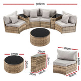 Gardeon 4 Seater Outdoor Sofa Set 7PCS Table Chair Brown Rattan Patio Furniture