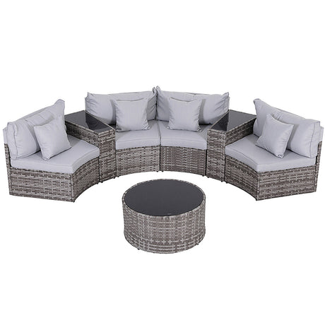 Gardeon 4 Seater Outdoor Sofa Set 7PCS Table Chair Set Garden Rattan Patio Furniture